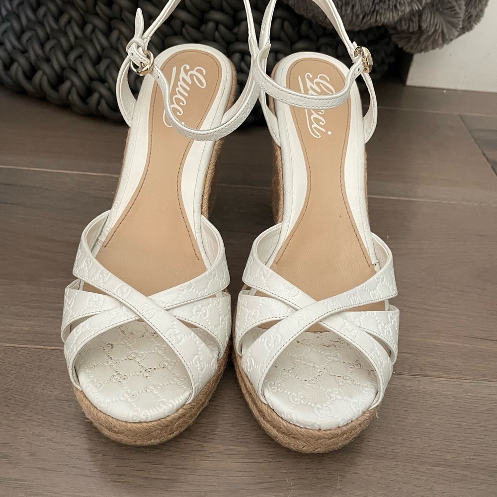 Gucci Wedges White, Size 39